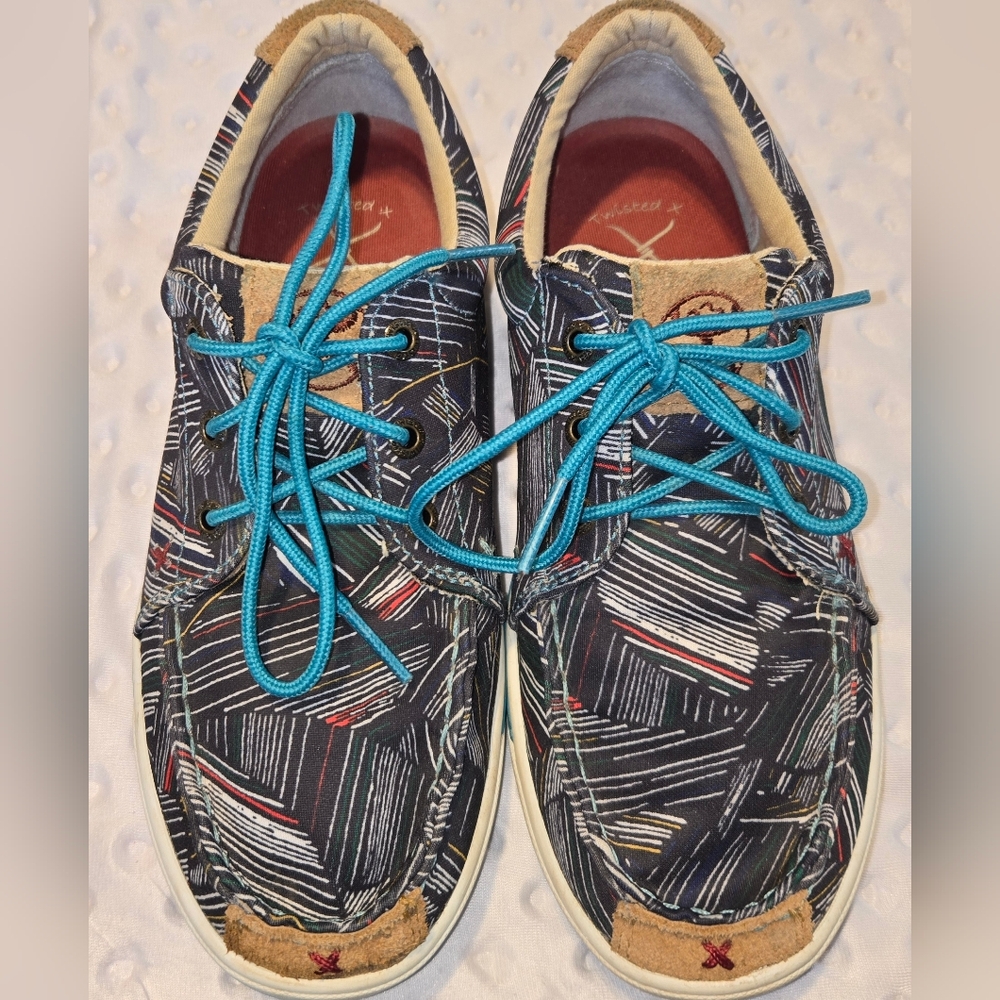 Twisted X Boat Shoes Womens Size 6.5 Multicolor‎ Fabric Casual Walking